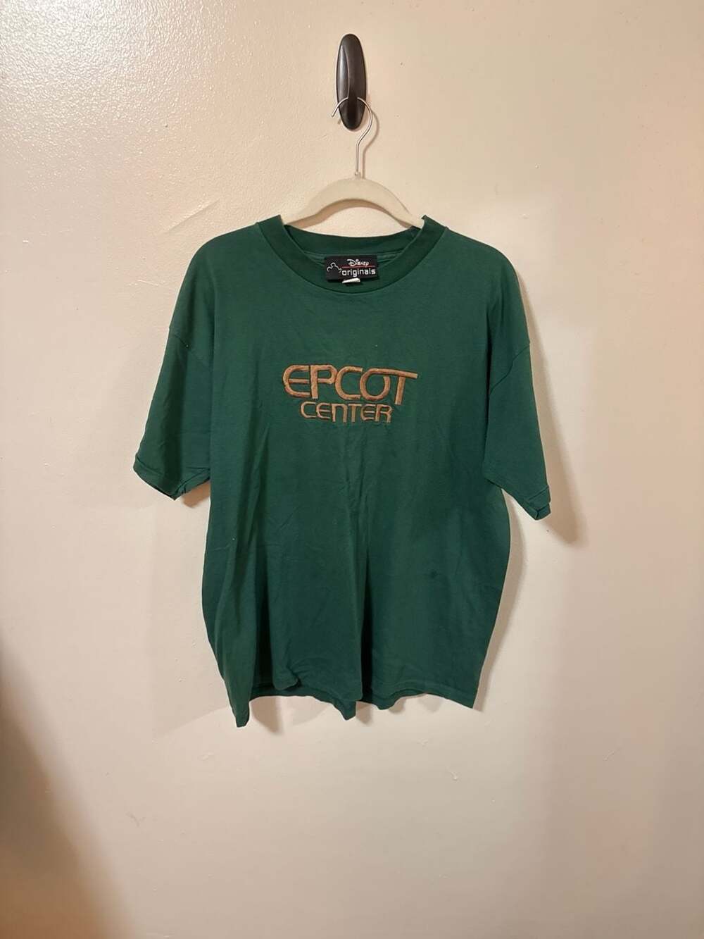 Vintage 90s Disney Originals Epcot Center Embroidered Dark Green T-Shirt